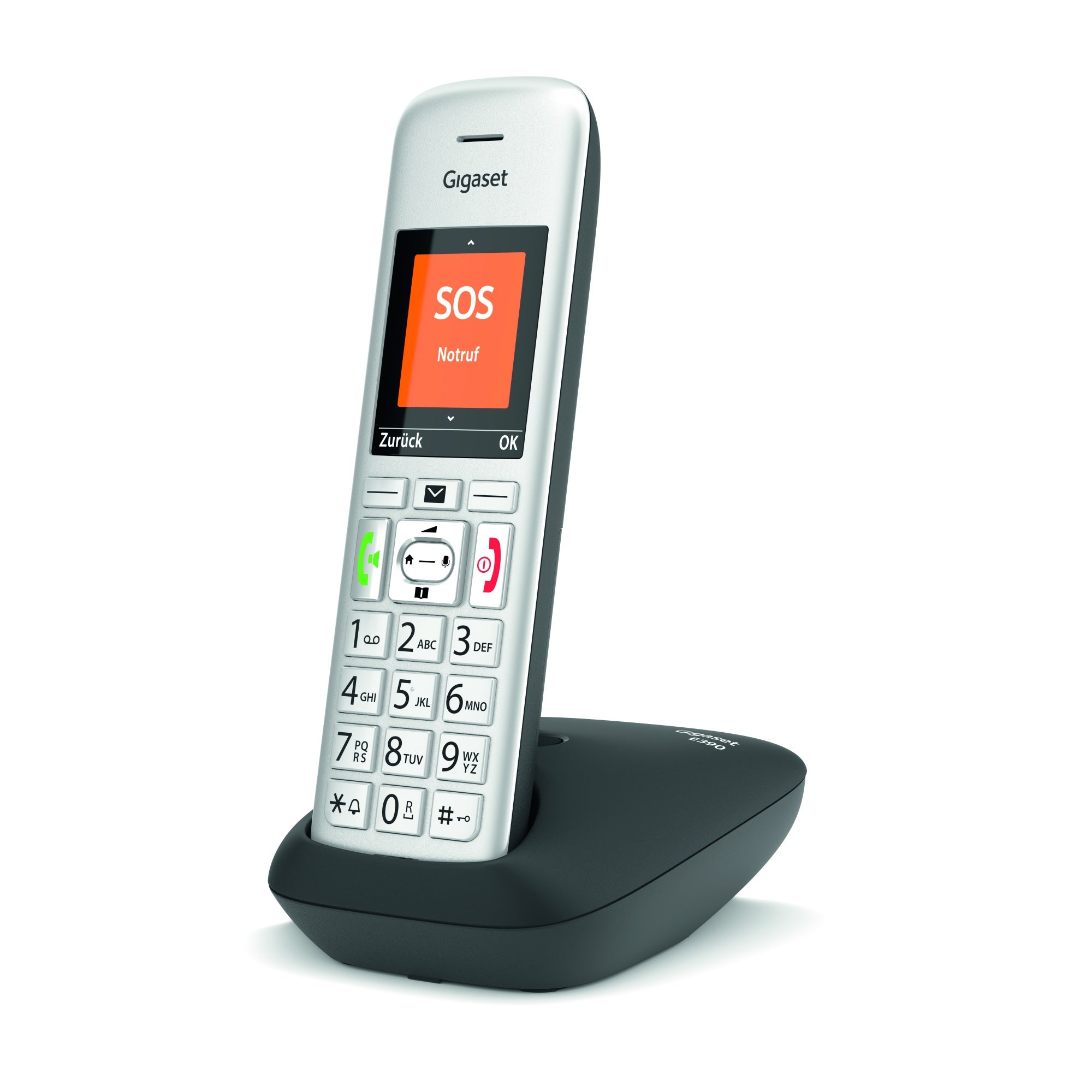 Gigaset E390 Schnurlostelefon - silber schwarz Gigaset E390 Schnurlostelefon - silber schwarz